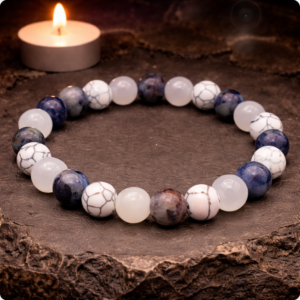 Natuurstenen Armband – Sodaliet, Howliet & Witte Steen